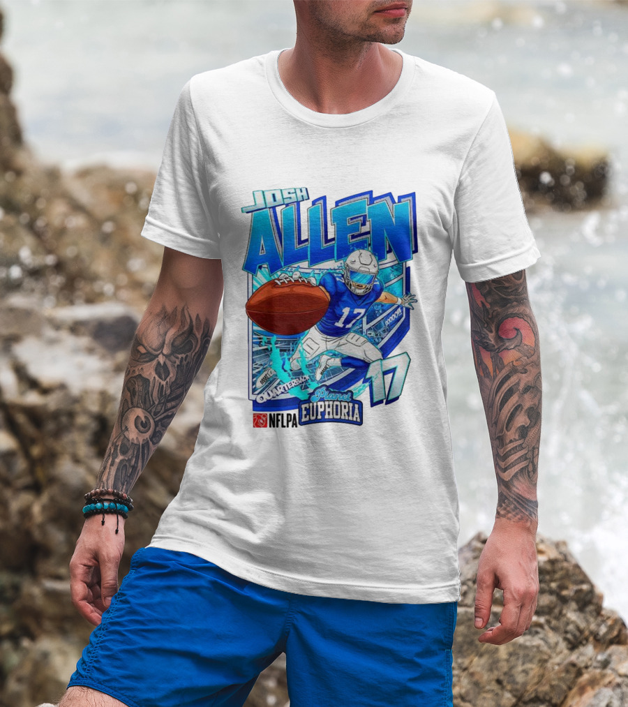 Josh Allen NFLPA Planet Euphoria Quarterback 17 Football Cartoon Gooooo T-Shirt