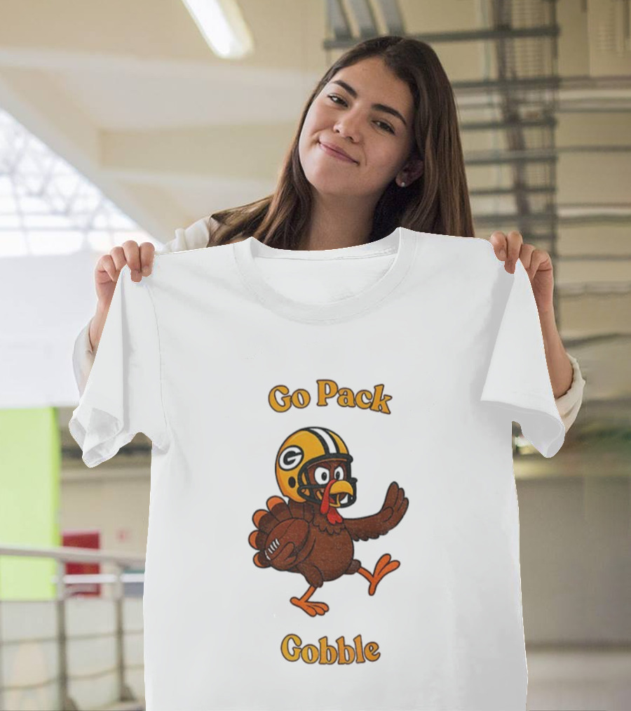 Go Pack Gobble Green Bay Packers Thanksgiving Football Turkey T-Shirt