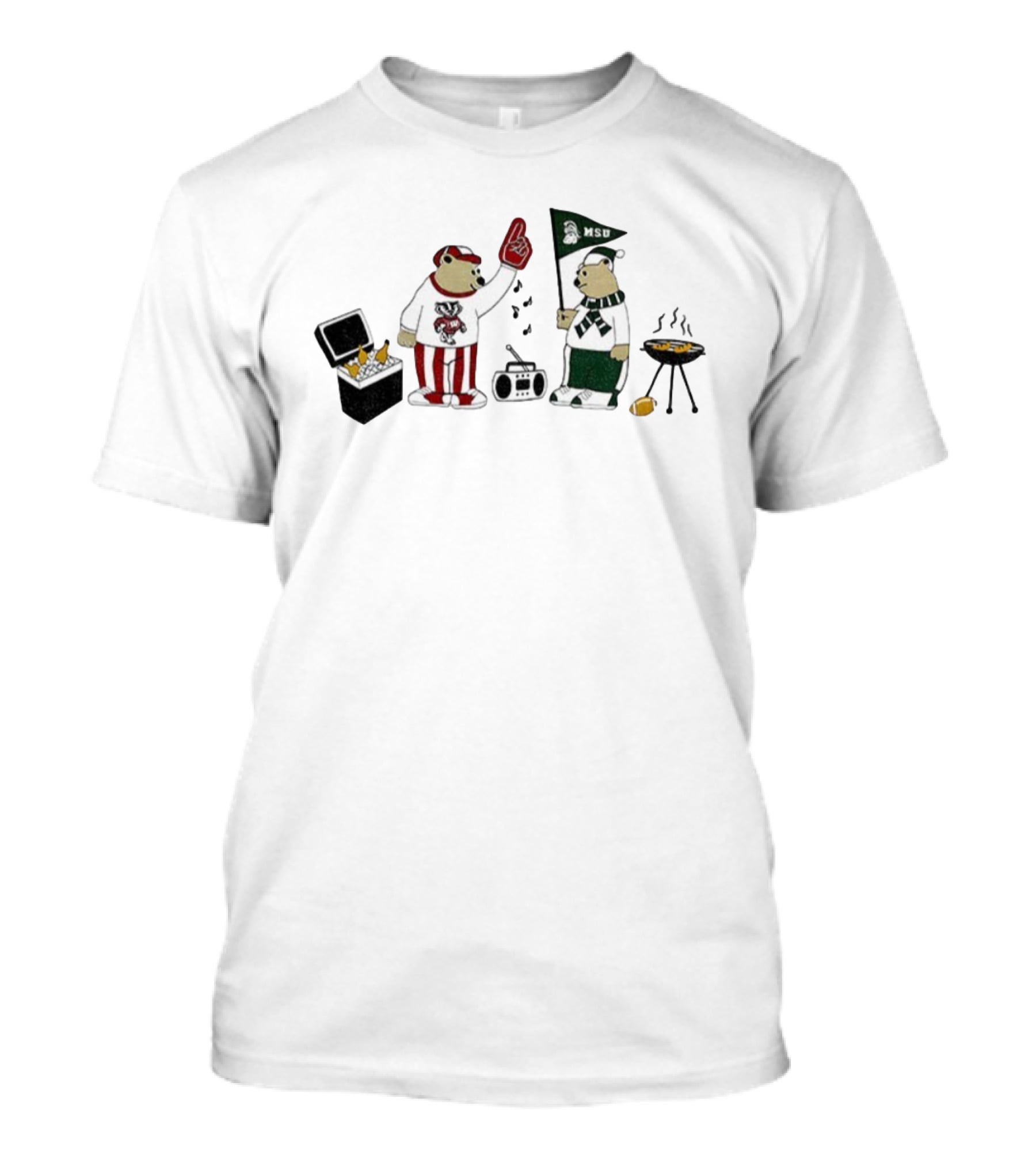 House Divided Bears Wisconsin Badgers MSU Spartans Rivalry Football Tailgate Party T-Shirt