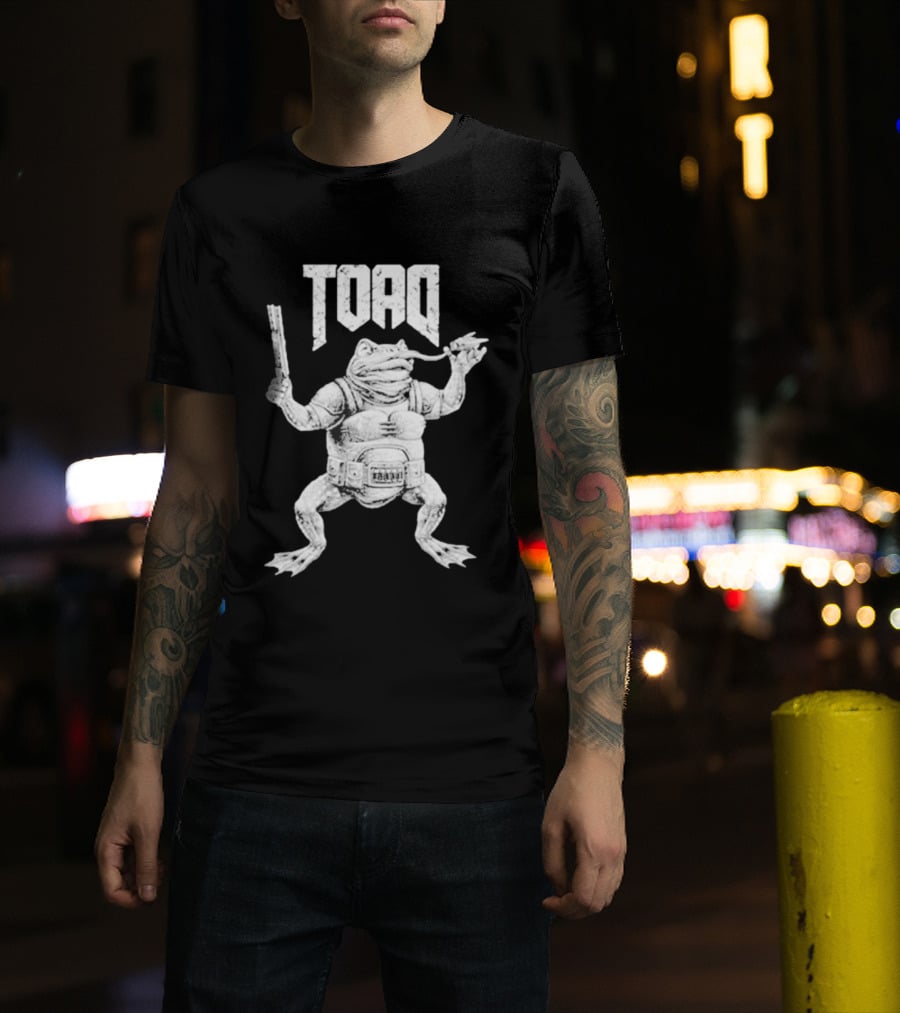 Toad Frog Warrior With Gun And Sword T-Shirt