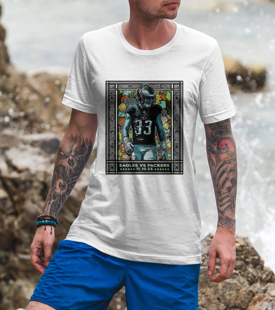 Eagles Vs Packers November 10 2025 Football Number 33 Philadelphia T-Shirt