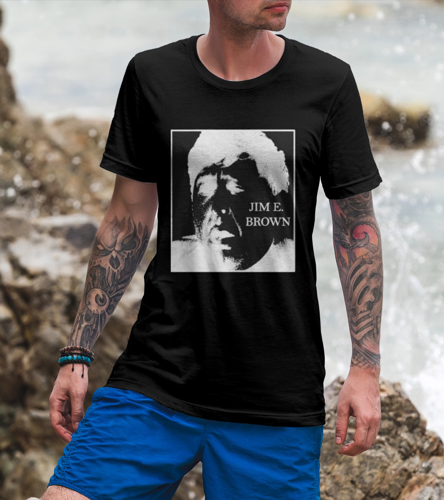Jim E. Brown Face Monochrome High Contrast T-Shirt