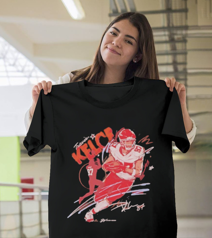 Travis Kelce Kansas City Chiefs 87 Scribble Signature T-Shirt