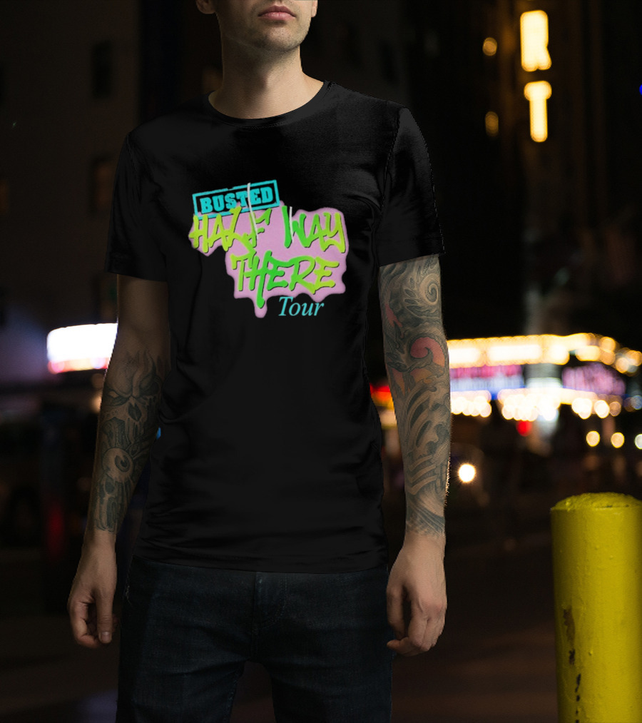 Busted Half Way There Tour Graffiti Neon Style T-Shirt