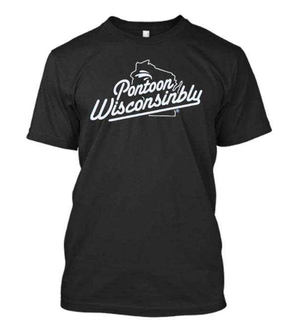 Pontoon Wisconsinbly State Outline Style T-Shirt