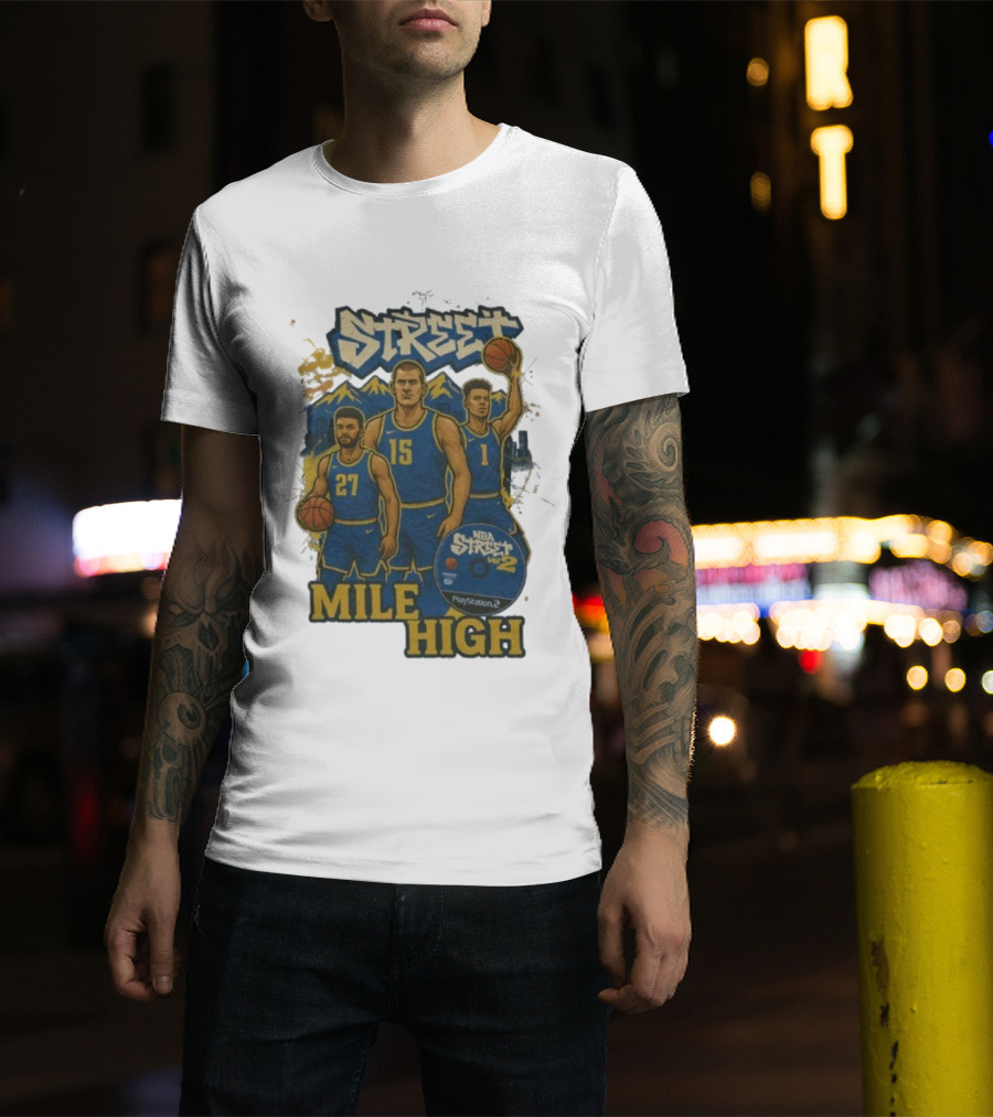 NBA Street Vol 2 Mile High Denver 27 15 Basketball Stars T-Shirt