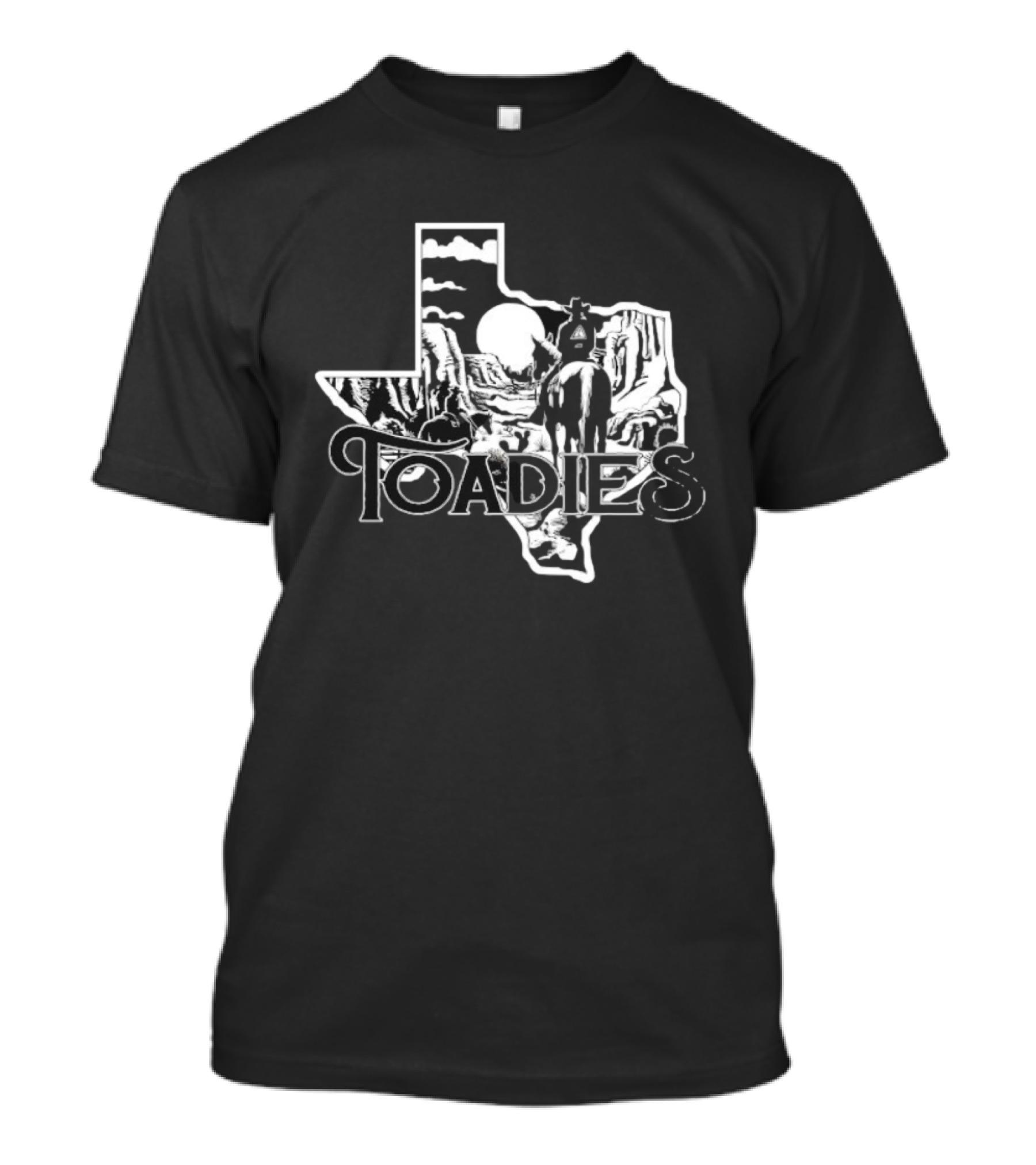 Toadies Western Texas Landscape Cowboy Moon Scene Vintage Style T-Shirt