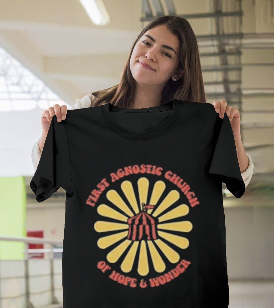 First Agnostic Church Of Hope And Wonder Radiant Sunburst Design T-Shirt