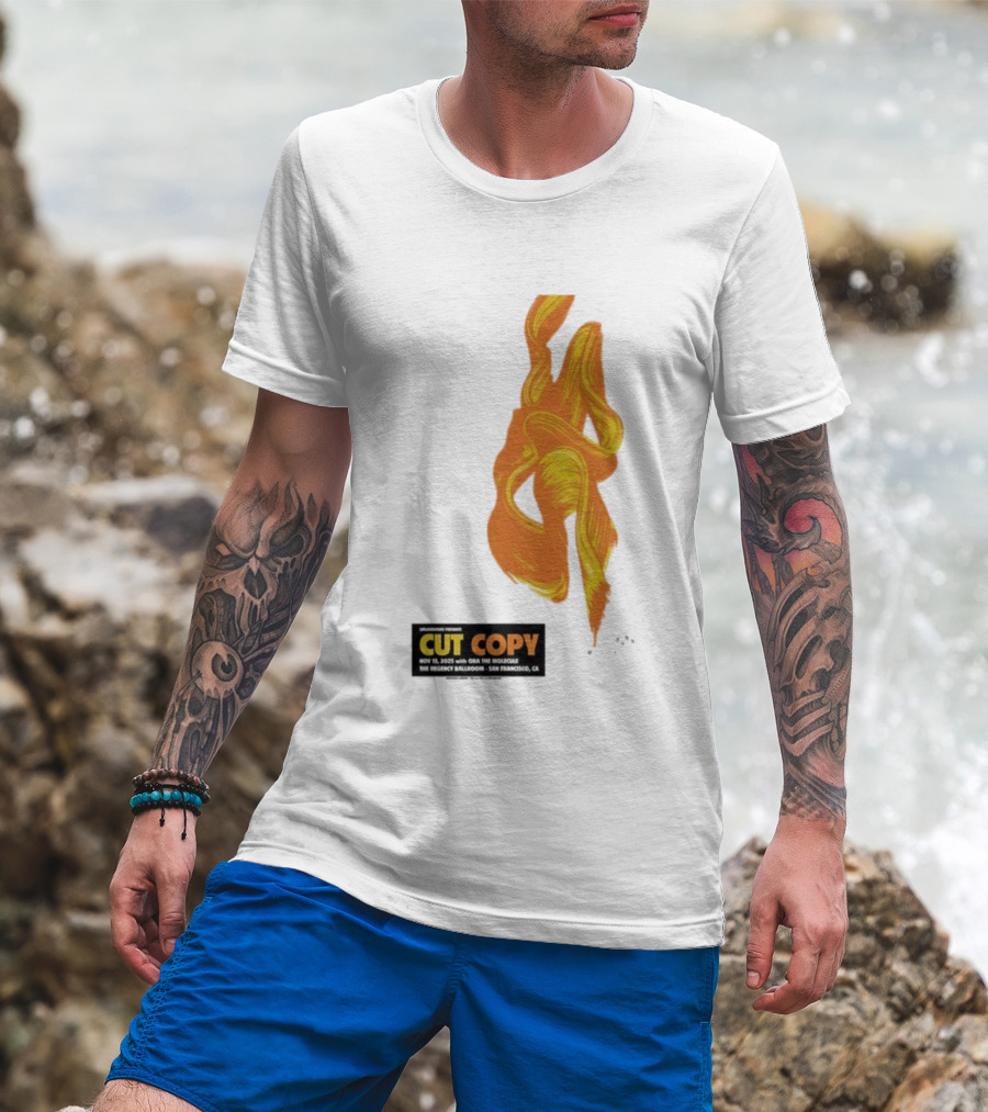 Cut Copy San Francisco November 13 2025 Concert Orange Yellow Flame Artwork T-Shirt