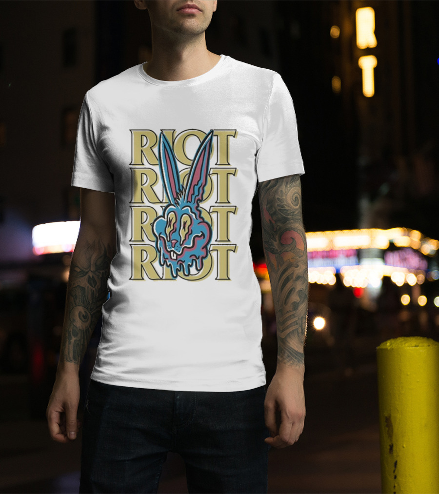 Riot Fest Bunny Dripping Psychedelic Graphic Art T-Shirt