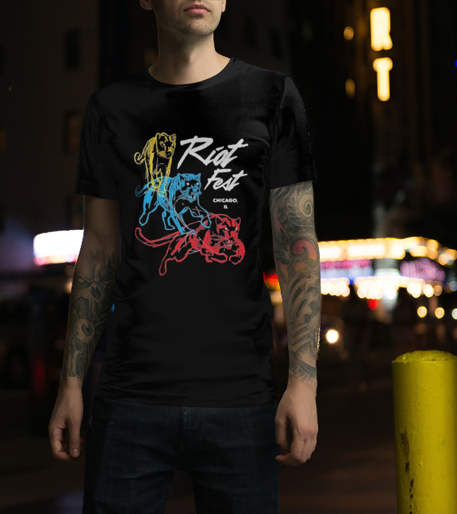 Riot Fest Chicago IL Multi-Color Panthers T-Shirt
