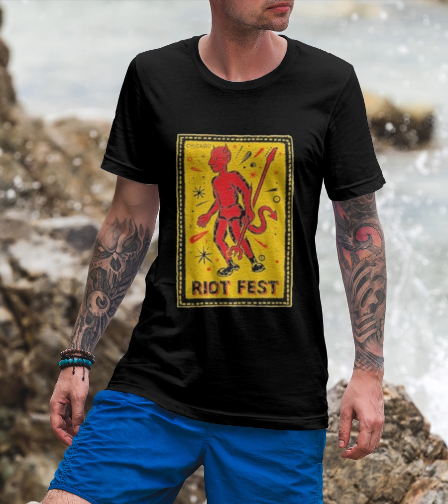 Riot Fest Chicago Chema Devil Retro Yellow Black Red T-Shirt