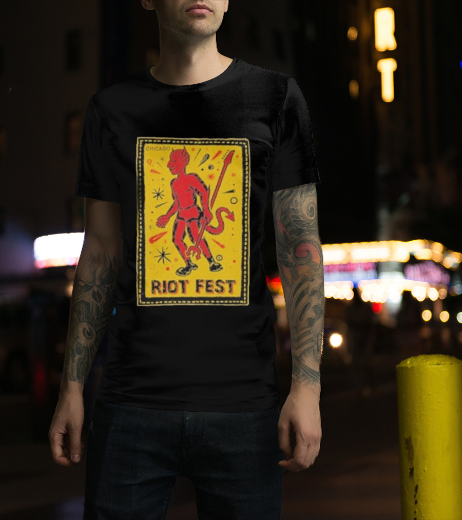 Riot Fest Chicago Chema Devil Retro Yellow Black Red T-Shirt