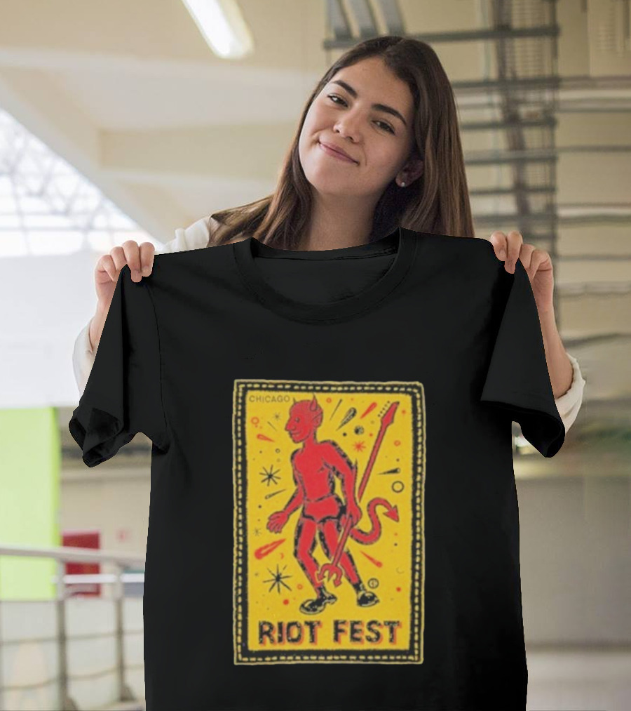Riot Fest Chicago Chema Devil Retro Yellow Black Red T-Shirt