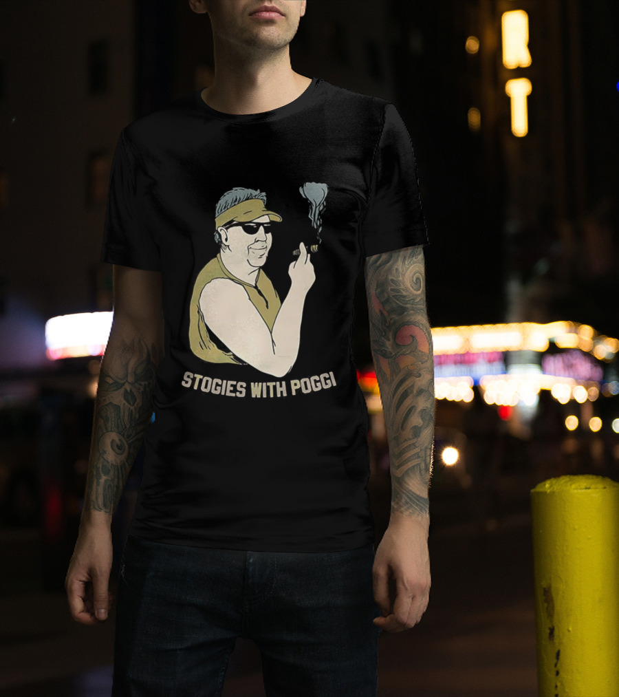 Stogies With Poggi Biff Poggi Smoking Cigar Artwork T-Shirt