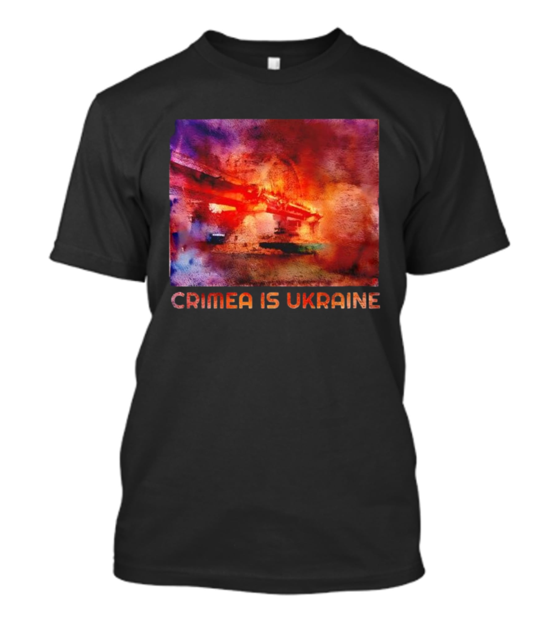 Crimea Is Ukraine Watercolor Bridge Explosion Imagery T-Shirt