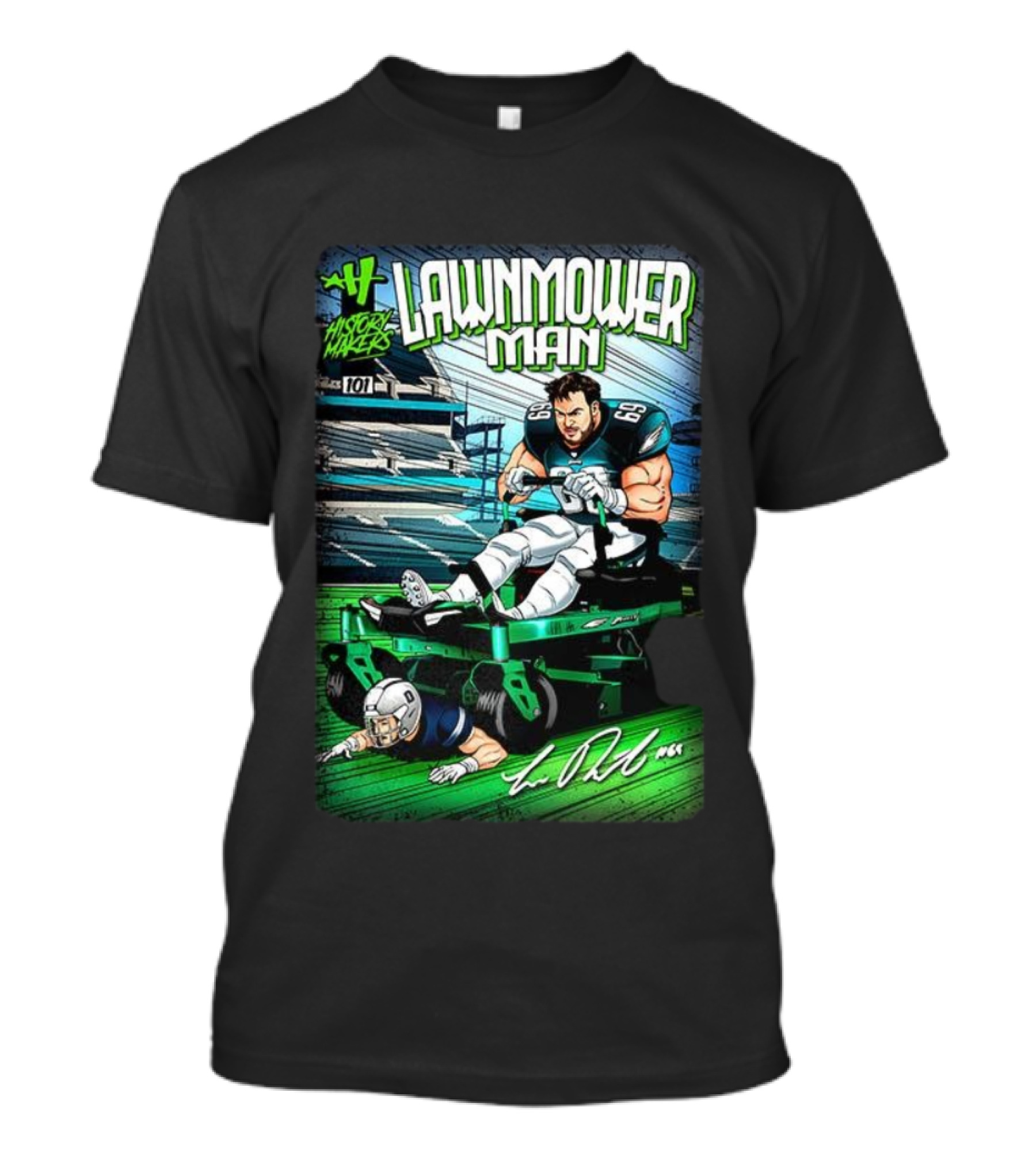 Landon Dickerson Philadelphia Eagles Lawnmower Man Historical Makers Comic Signature T-Shirt