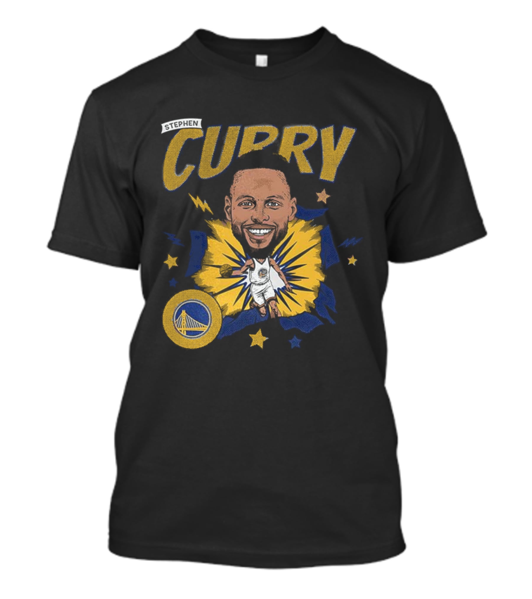 Stephen Curry Golden State Warriors NBA Caricature Vibrant Design T-Shirt