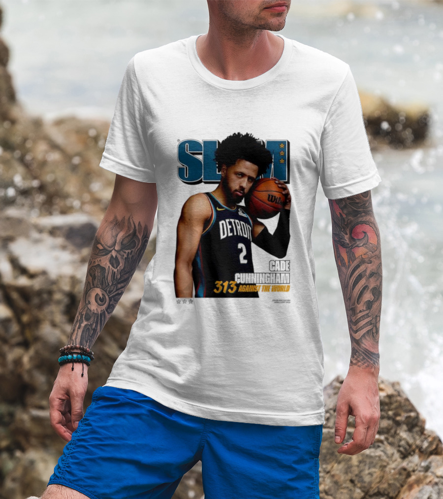 Slam Cade Cunningham Detroit Pistons 313 Against The World T-Shirt