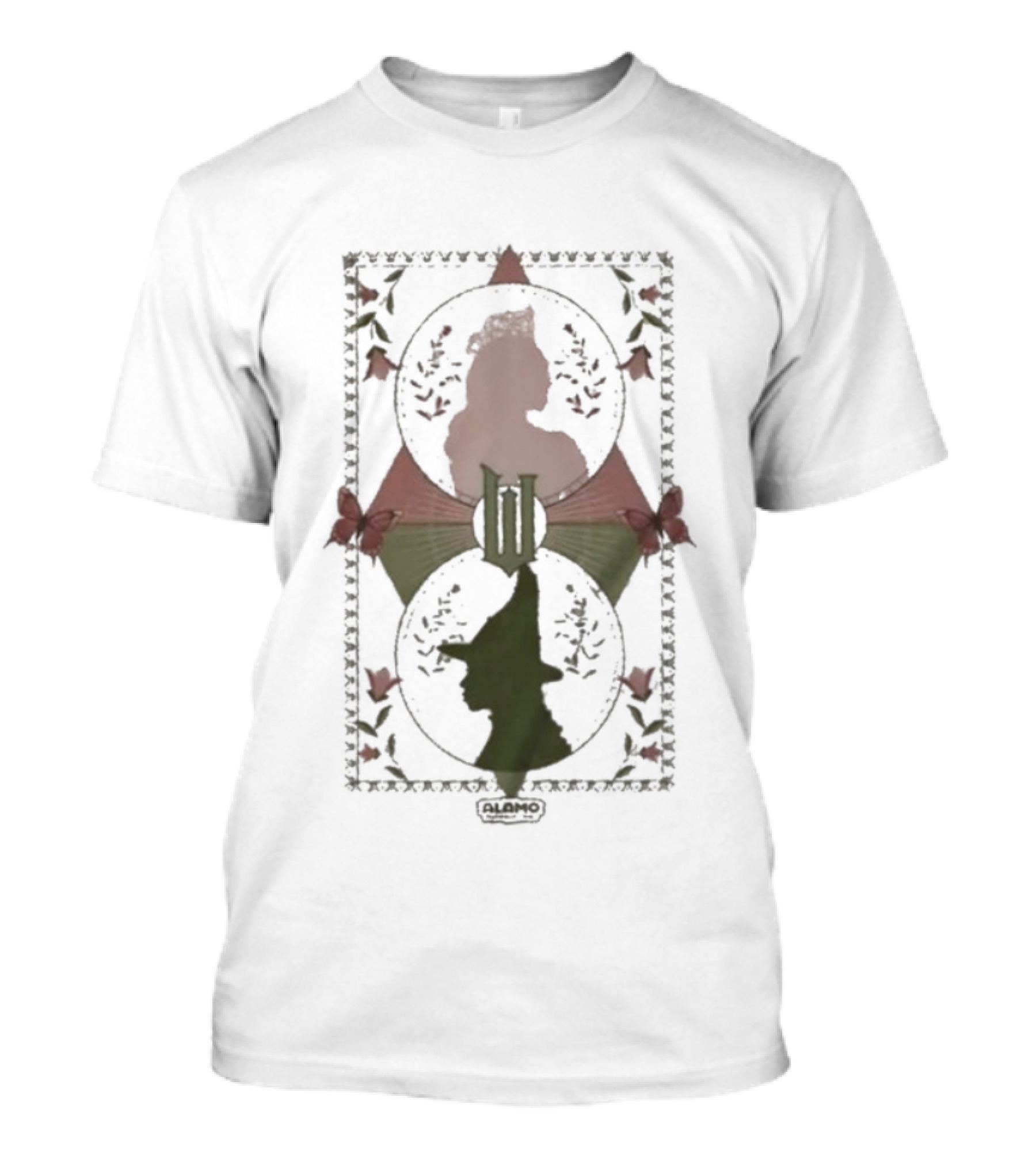 Wicked For Good Alamo Drafthouse Bird Silhouette Framed Roses T-Shirt