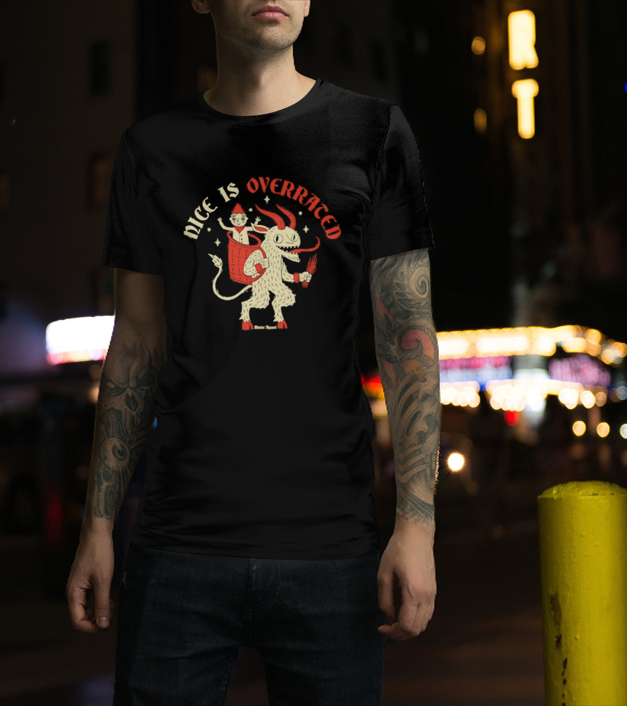 Krampus Nice Is Overrated Festive Holiday Humor With Santa Claus And Demon Imagery T-Shirt