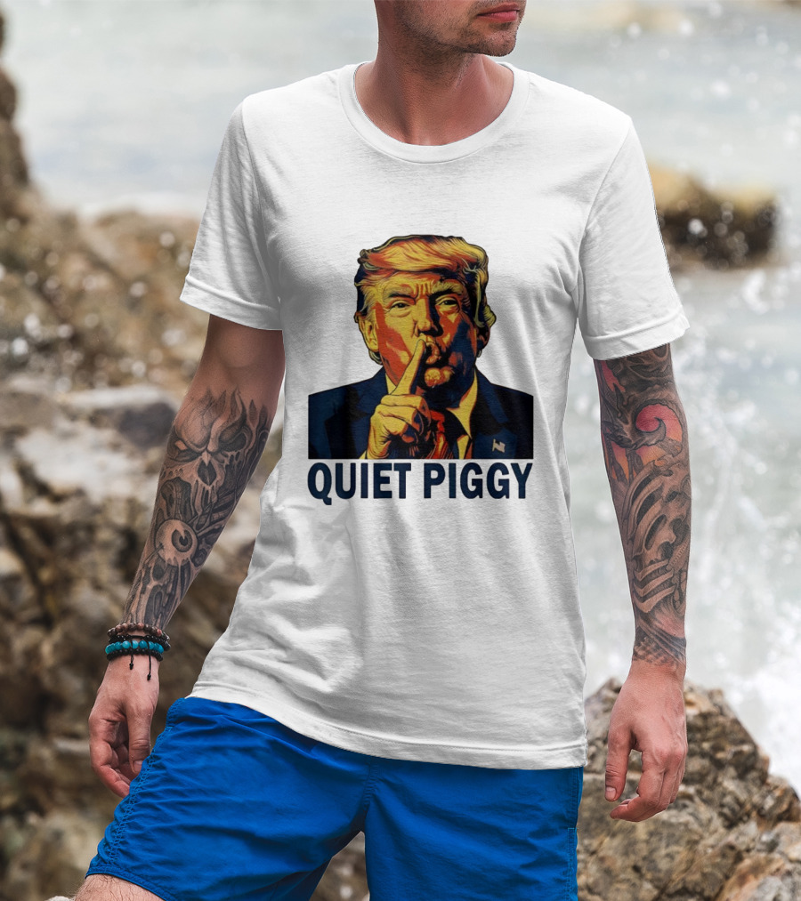 QUIET PIGGY Shushing Gesture T-Shirt