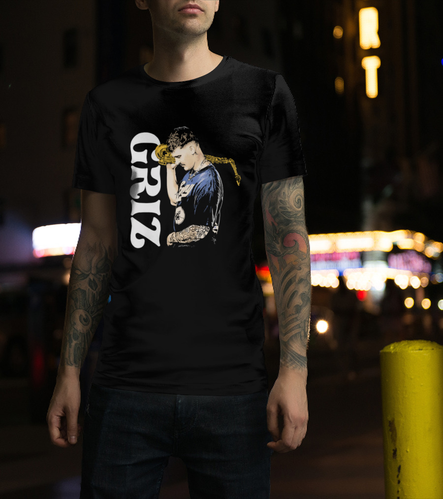 GRiZ Saxophone Player Portrait With Text T-Shirt