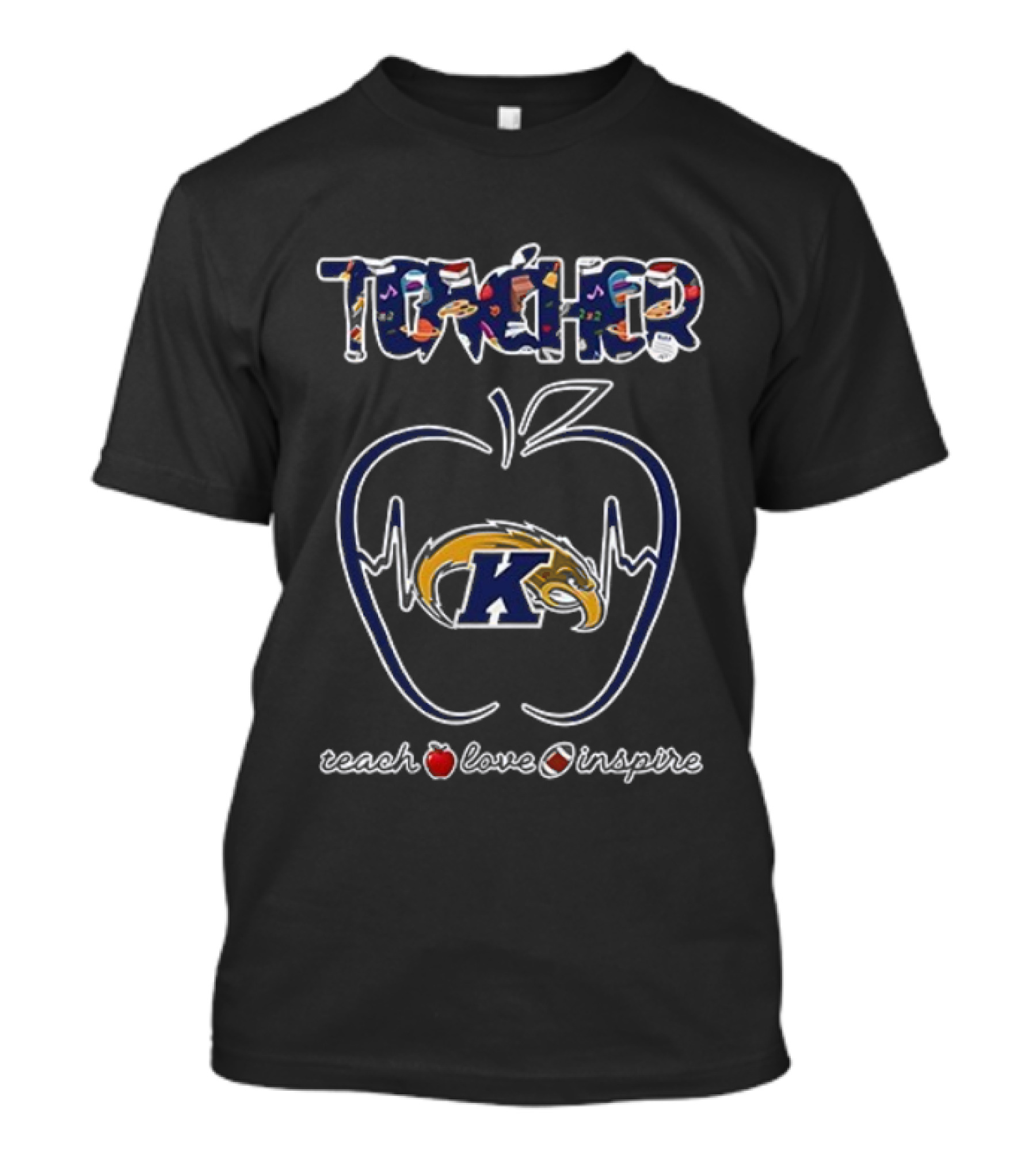 Kent State Golden Flashes Teacher Love Inspire Apple Teach T-Shirt