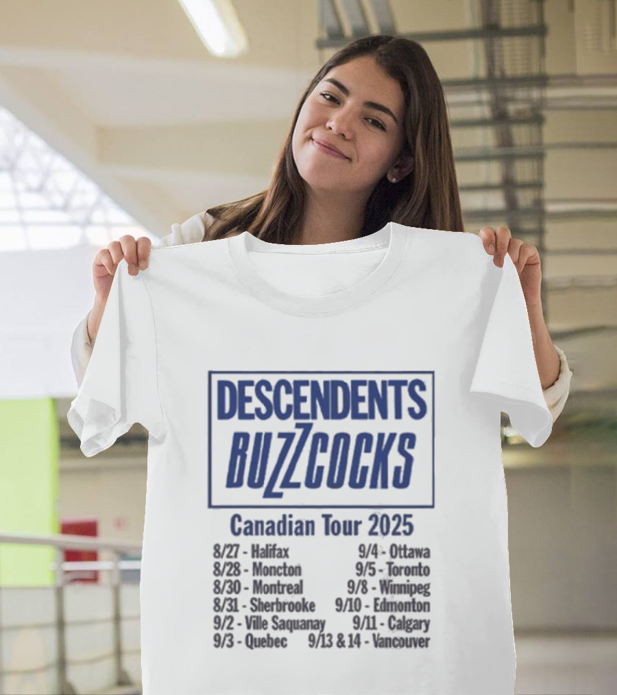Descendents Buzzcocks Canadian Tour 2025 Halifax To Vancouver Concert Dates T-Shirt