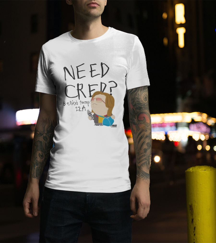 South Park Need Cred Behind Temp 12A Character Holding Microphone T-Shirt
