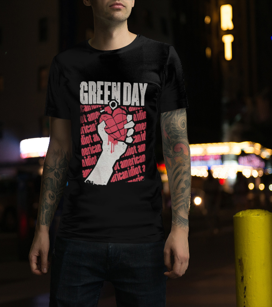 Green Day American Idiot Heart Hand Grenade T-Shirt