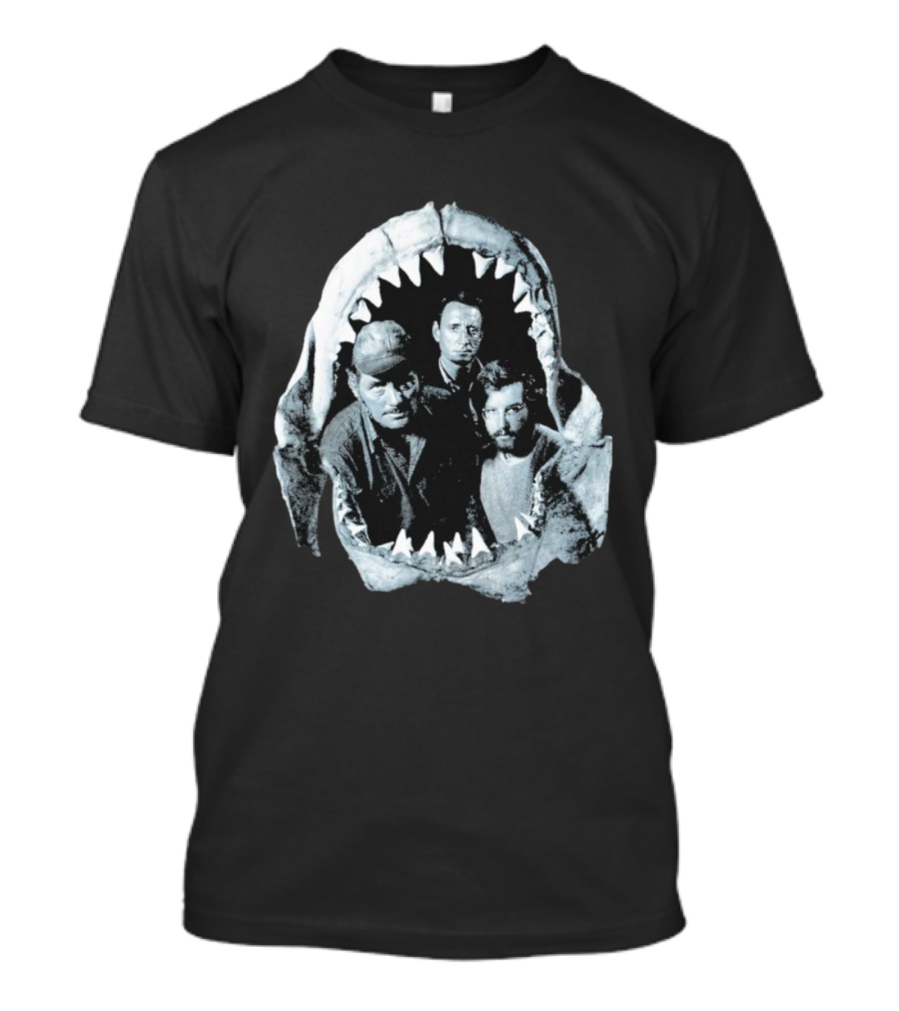 Jaws The Crew Steven Spielberg Classic Movie Cast Inside Shark Mouth T-Shirt