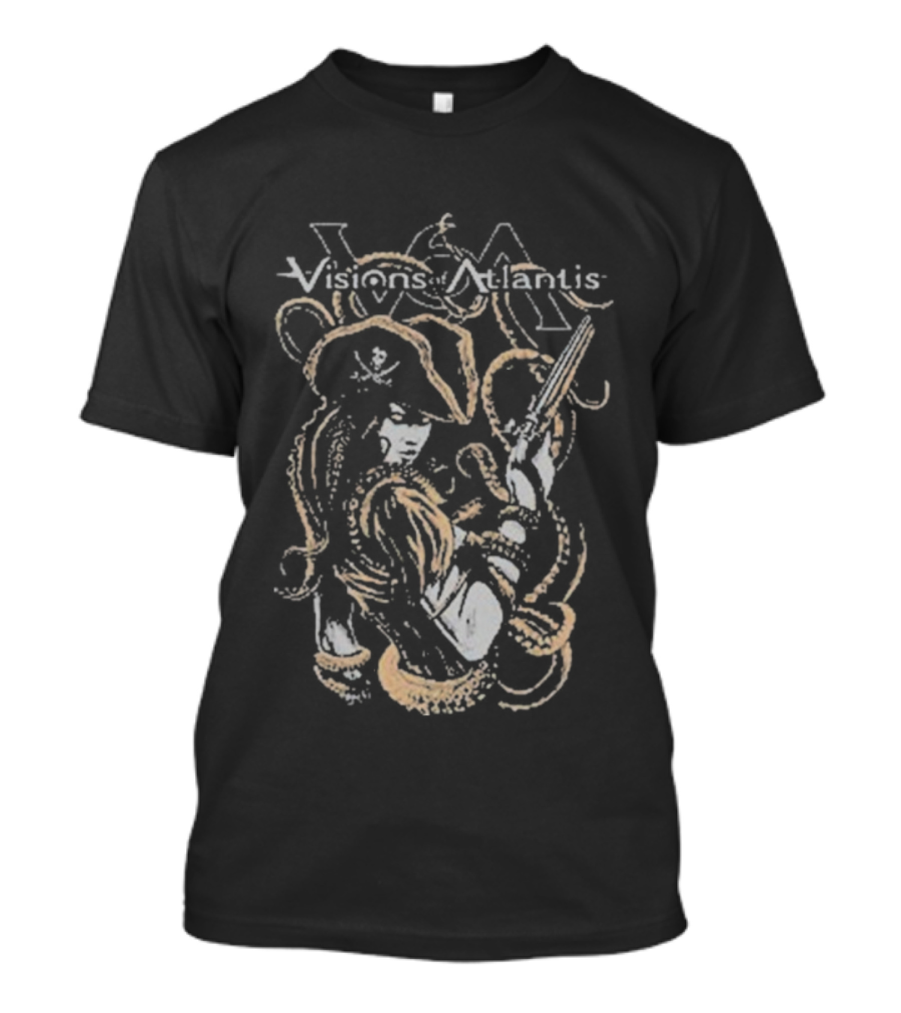 Visions Of Atlantis Full Metal Pirates Skull Captain And Trident T-Shirt