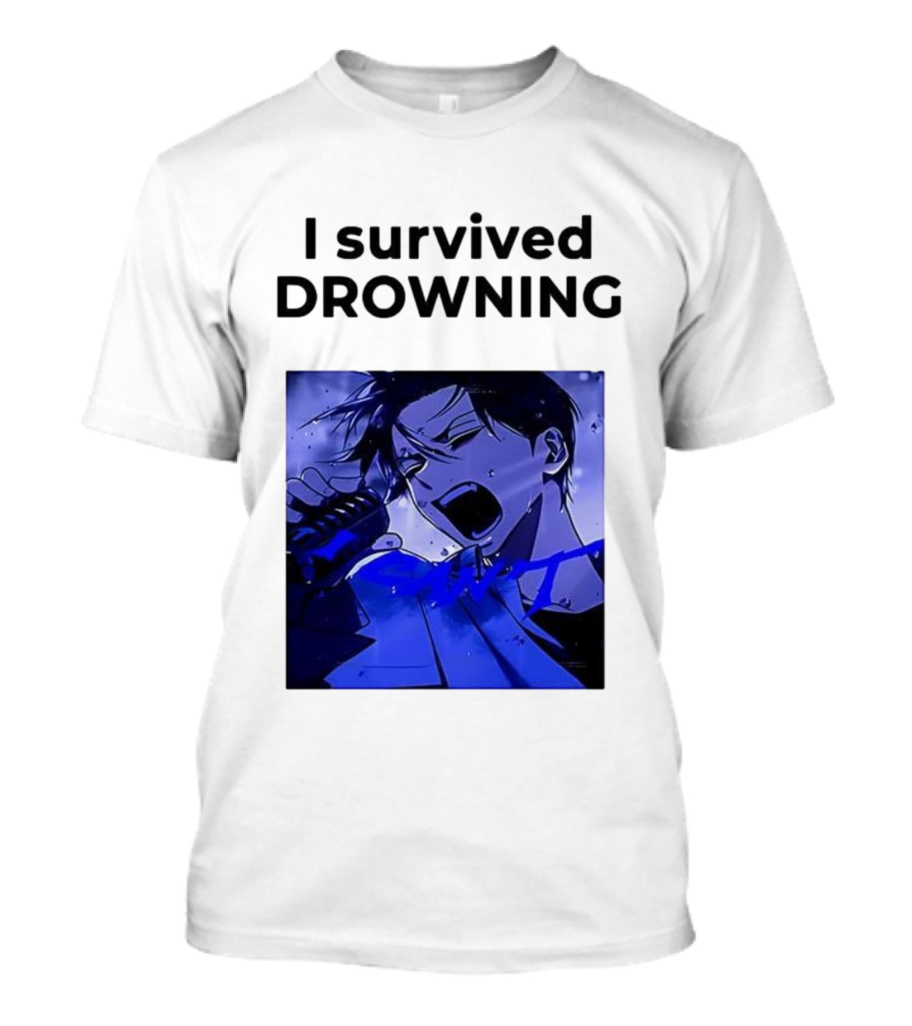 I Survived Drowning Akamu Na Ko Anime Character Blue Art T-Shirt