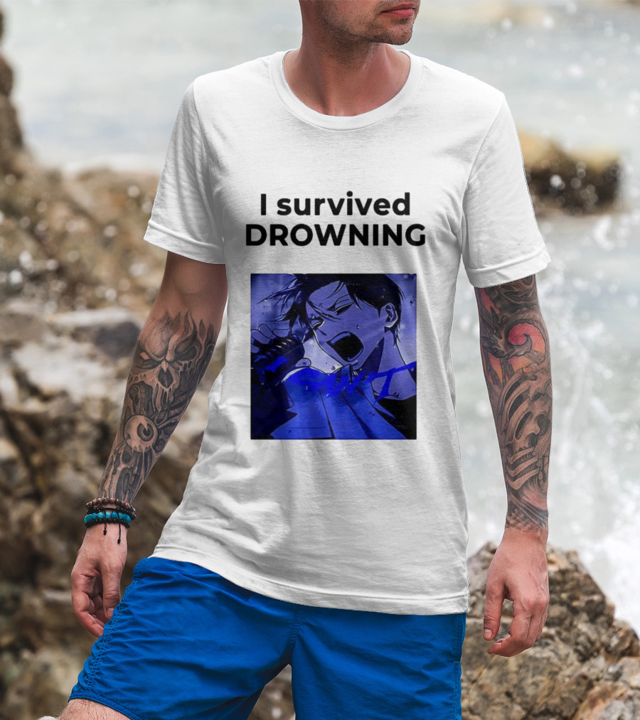 I Survived Drowning Akamu Na Ko Anime Character Blue Art T-Shirt