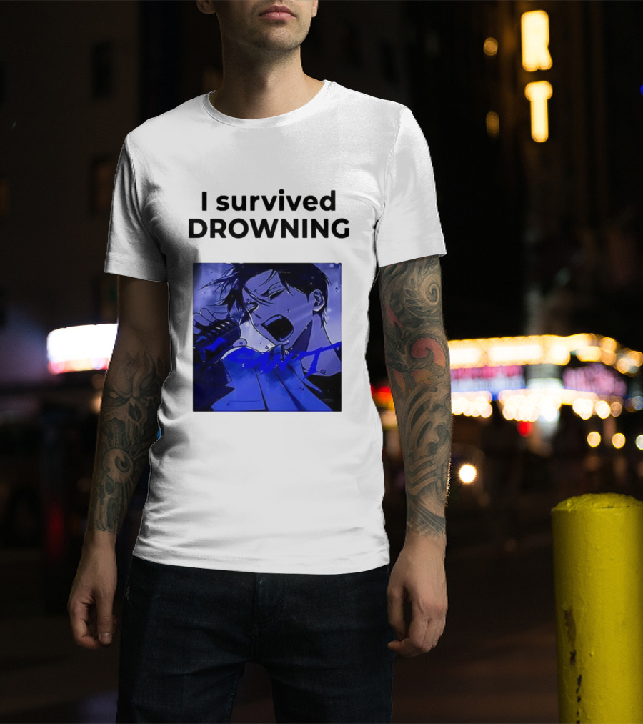 I Survived Drowning Akamu Na Ko Anime Character Blue Art T-Shirt