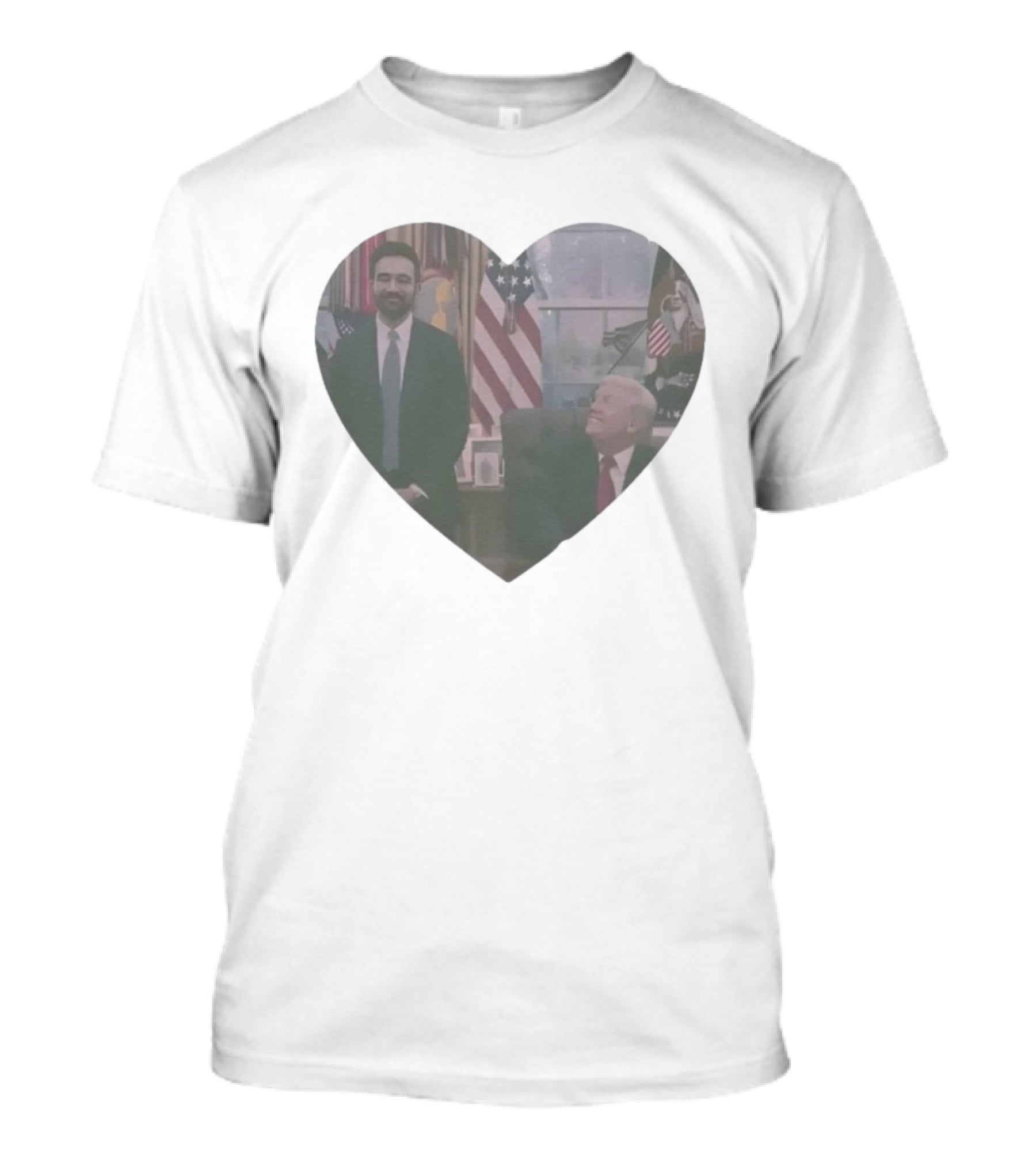 Donald Trump Zohran Mamdani Heart Image USA Flag Oval Office Mood T-Shirt