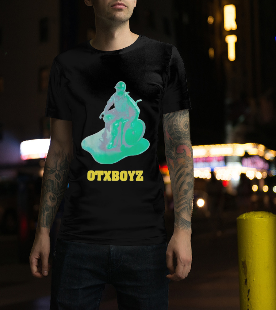OTXBOYZ Toy Soldier In Wheelchair Vibrant Green Military Imagery T-Shirt
