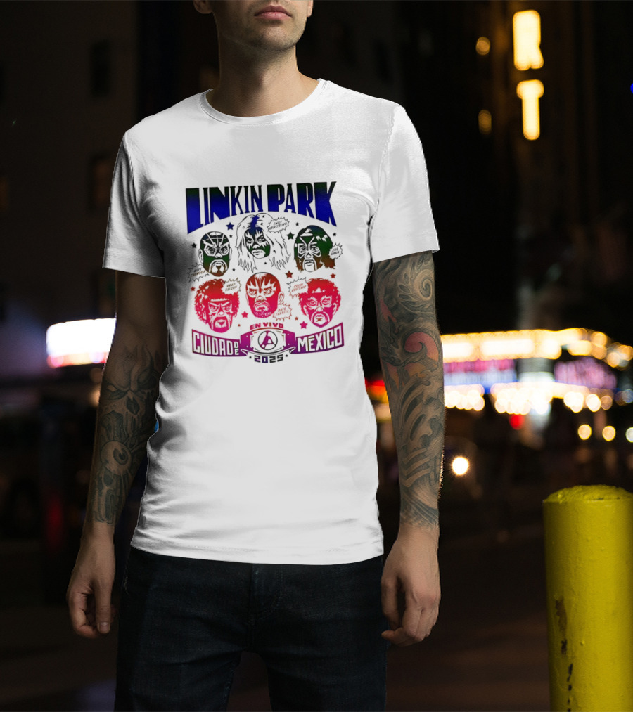 Linkin Park Lucha Libre En Vivo Mexico 2025 Concert T-Shirt