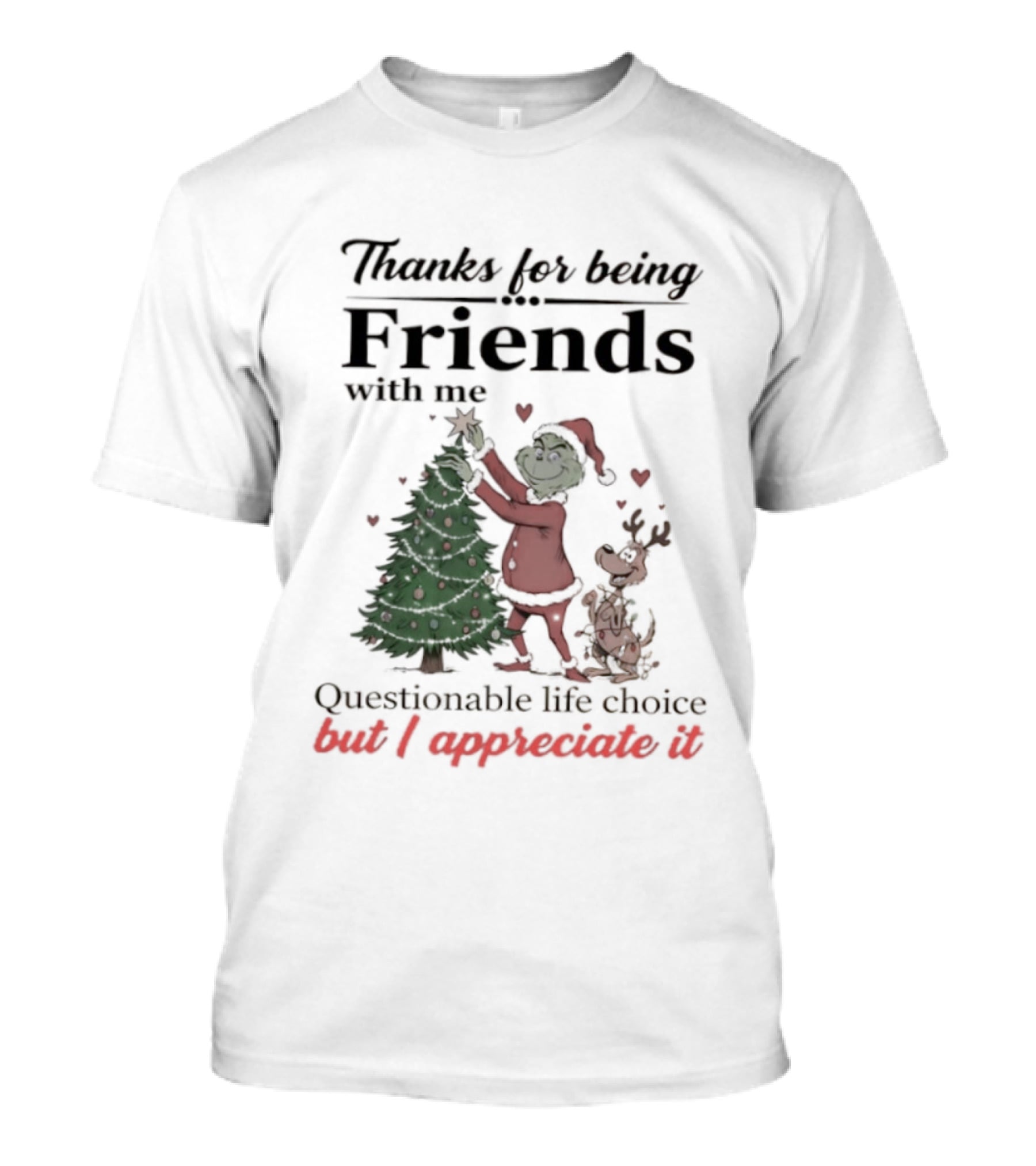 Thanks For Being Friends With Me Grinch Questionable Life Choice But I Appreciate It T-Shirt