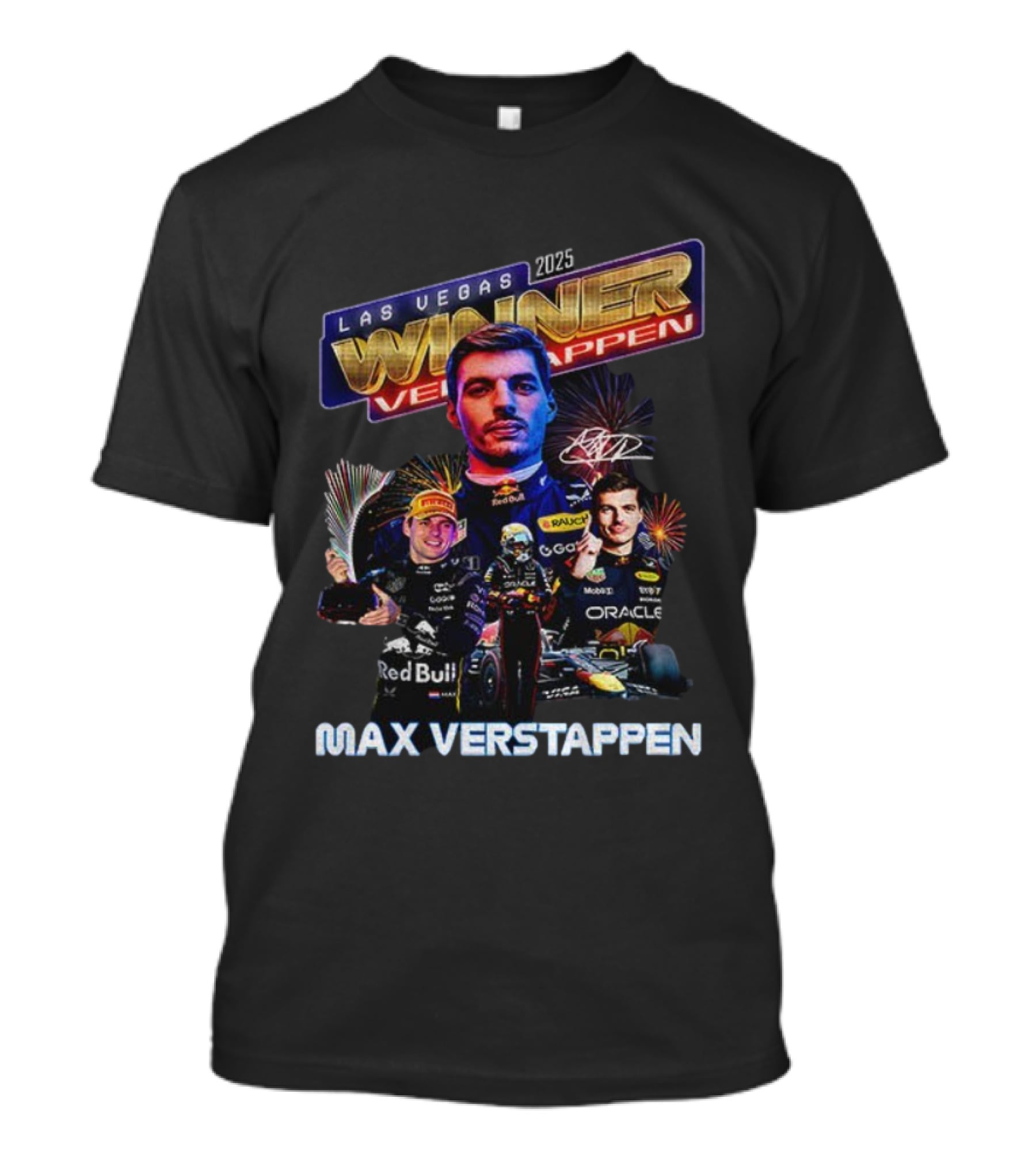 Max Verstappen 2025 Las Vegas Winner Red Bull Racing Signature T-Shirt