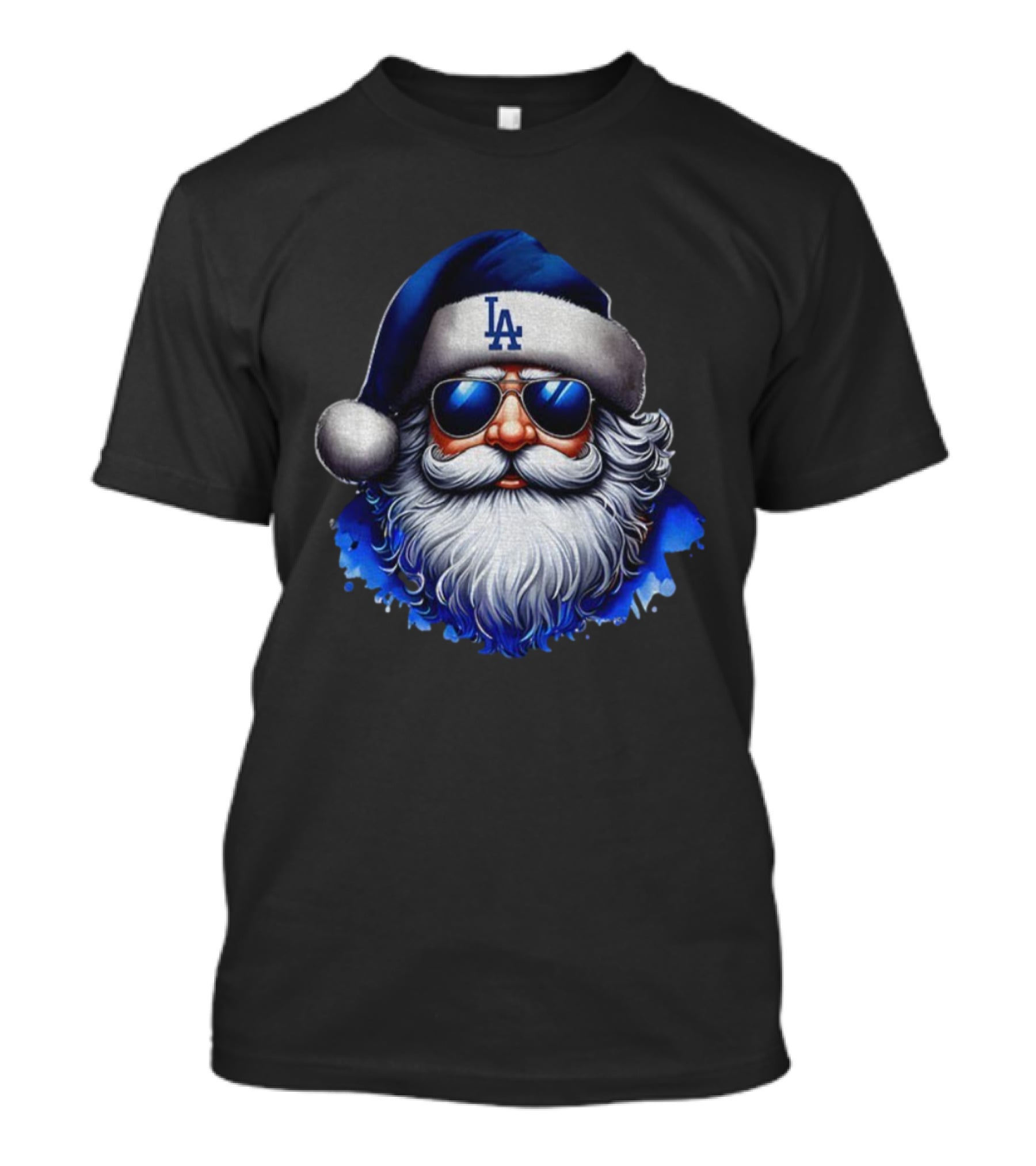 Santa Claus Big Face LA Dodgers MLB Baseball Christmas 2025 T-Shirt