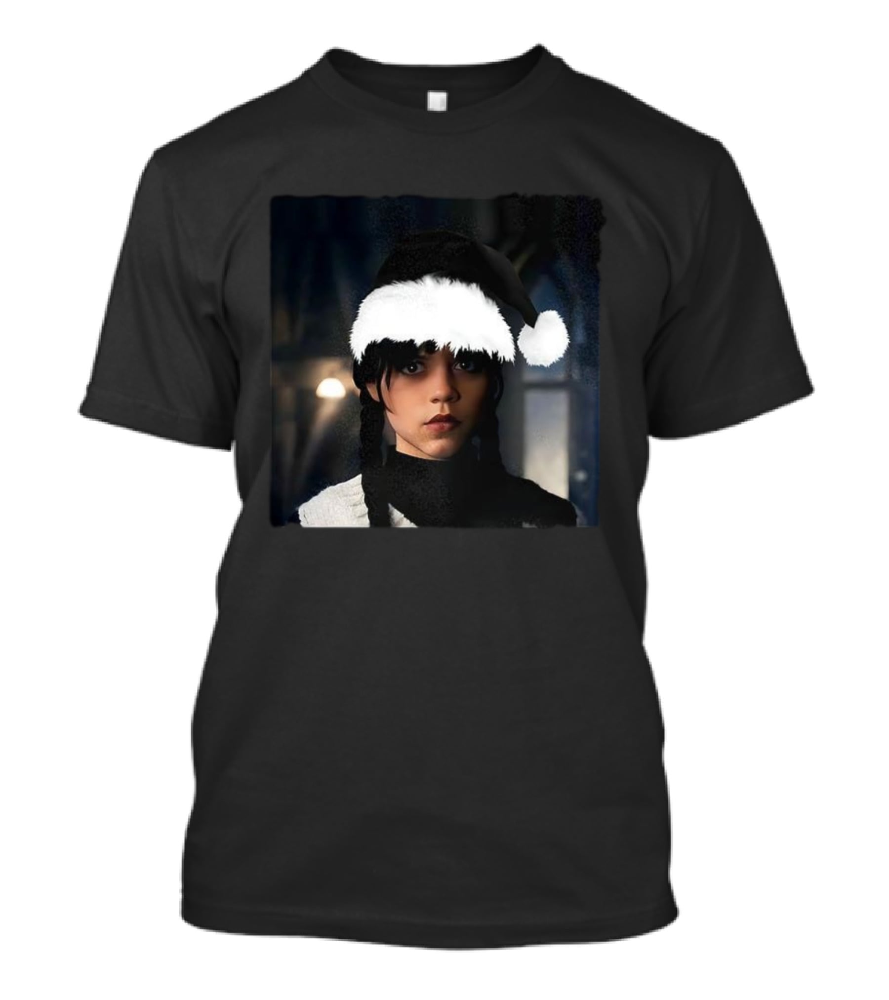Wednesday Addams Santa Hat Christmas Holiday Mashup T-Shirt