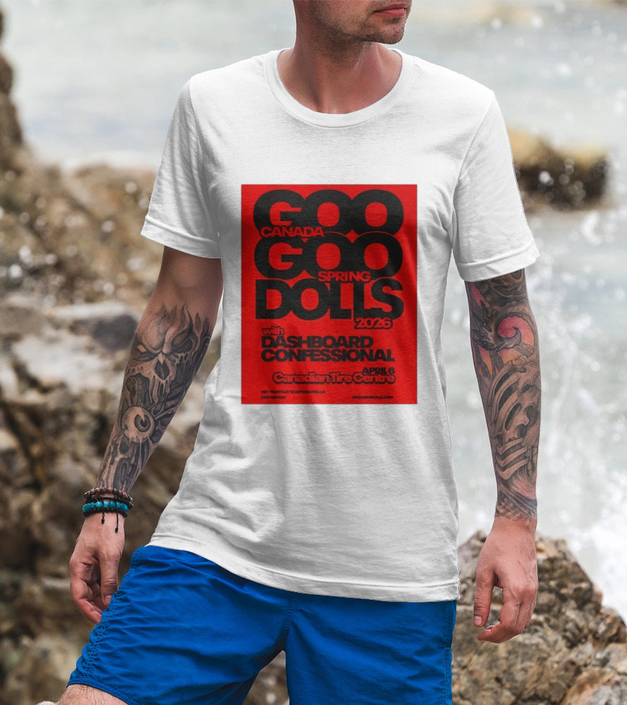 Goo Goo Dolls Canada Spring Tour 2026 With Dashboard Confessional April 6 Canadian Tire Centre T-Shirt