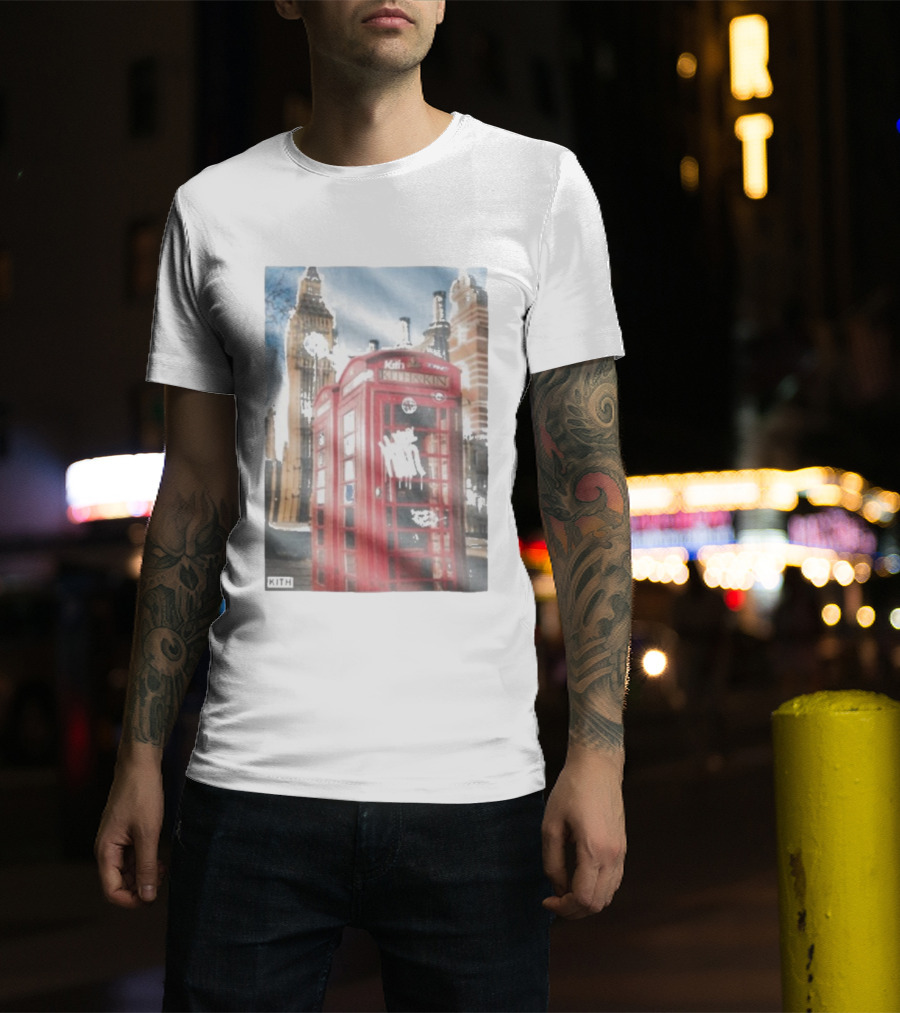 Kith London Red Telephone Box November 28th Tower Bridge Skyline Scene T-Shirt