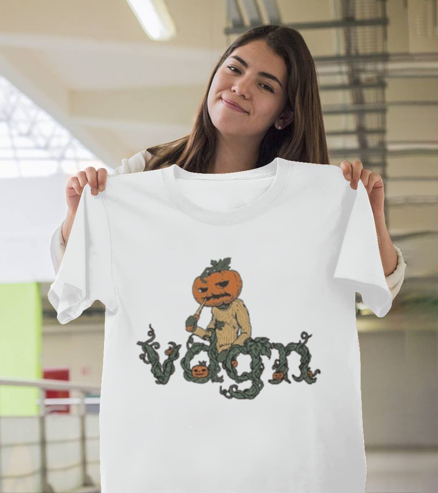 Vdgn Pumpkin Smoking Pipe Halloween Theme Sweater T-Shirt