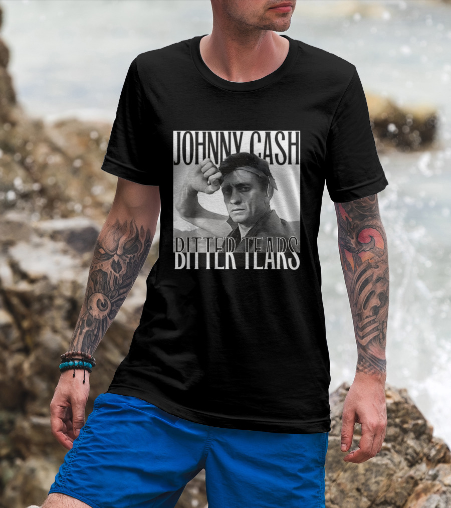 Johnny Cash Bitter Tears Monochrome Illustration T-Shirt