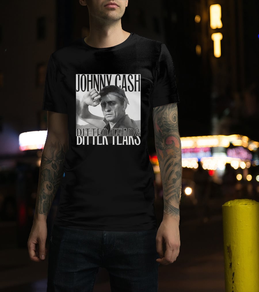Johnny Cash Bitter Tears Monochrome Illustration T-Shirt