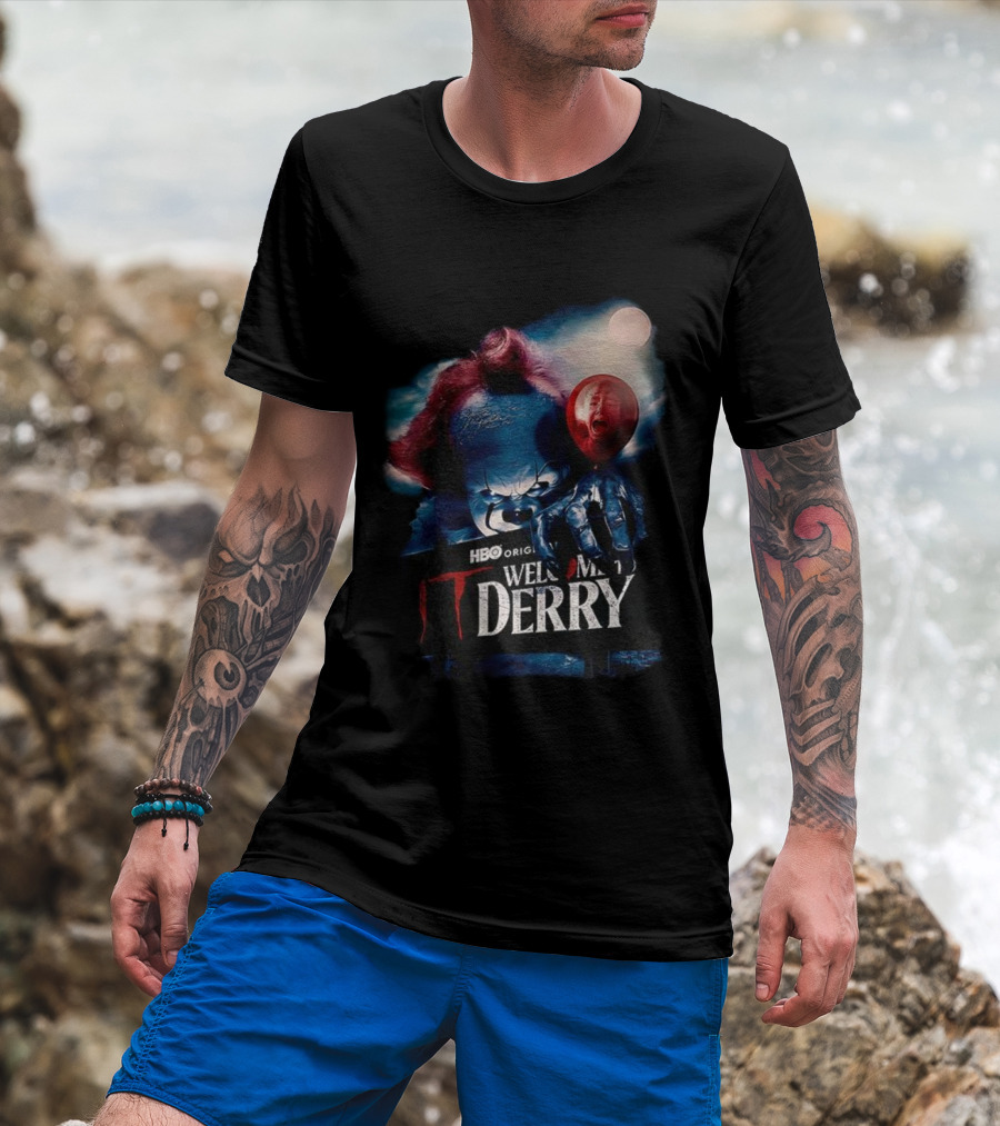 HBO Original IT Pennywise Clown Welcome To Derry Horror Balloons T-Shirt