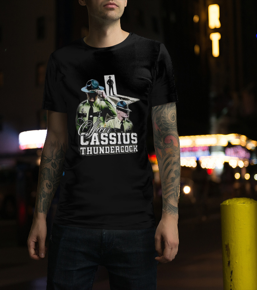 Officer Cassius Thundercock Police Silhouette Tribute T-Shirt